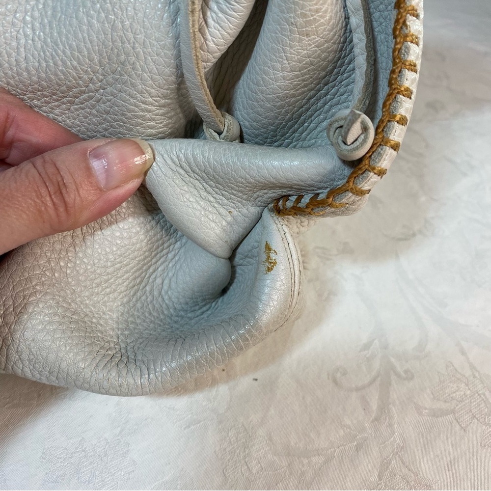 Carlos Falchi Fatto a Mano Large Bone White Leather Whipstitch Tote Shoulder Bag - Picture 15 of 15